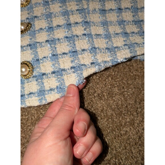 Shein Crop Tops M Women's Blue Black Tweed Button Down Vests Lot of 3 Designer - Picture 5 of 16